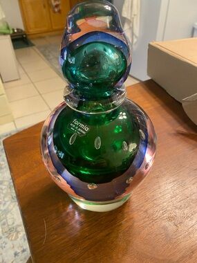 Formia Handblown Murano-Style Art Glass Perfume Bottle - Emerald Green